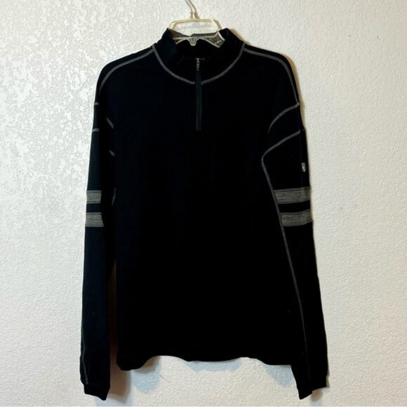 KUHL Men’s Revel Merino Wool 1/4 Zip Pullover Black XXL Gorpcore Activewear - Picture 2 of 8